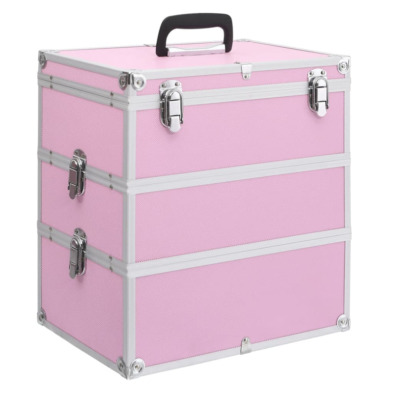 Afbeelding laden in galerijviewer, Vidaxl make-up koffer 37x24x40 cm aluminium roze
