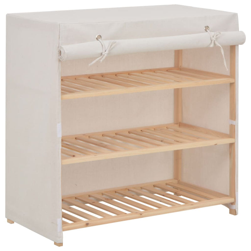 Afbeelding laden in galerijviewer, Vidaxl schoenenkast met hoes 79x40x80 cm stof wit
