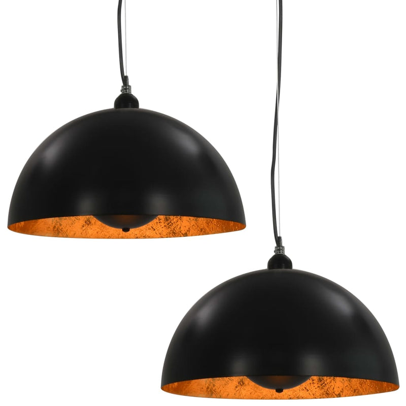 Afbeelding laden in galerijviewer, Vidaxl plafondlampen 2 st halfrond e27 40 cm zwart en goudkleurig
