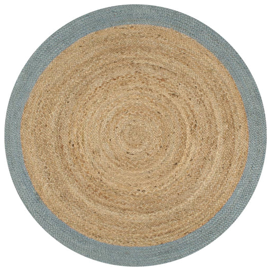 Vidaxl vloerkleed handgemaakt met olijfgroene rand 150 cm jute