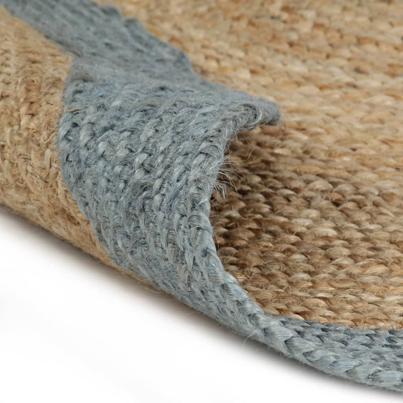 Afbeelding laden in galerijviewer, Vidaxl vloerkleed handgemaakt met olijfgroene rand 150 cm jute
