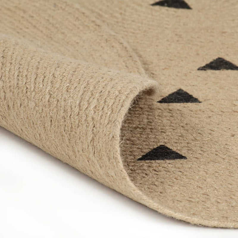 Afbeelding laden in galerijviewer, Vidaxl vloerkleed handgemaakt met driehoek print 120 cm jute
