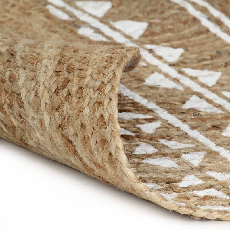 Afbeelding laden in galerijviewer, Vidaxl vloerkleed handgemaakt met witte print 120 cm jute
