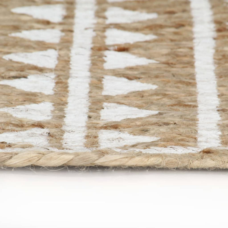 Afbeelding laden in galerijviewer, Vidaxl vloerkleed handgemaakt met witte print 120 cm jute
