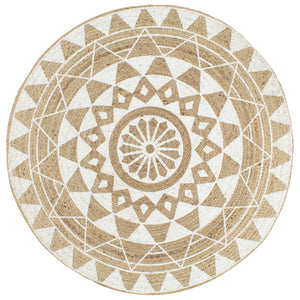 Vidaxl vloerkleed handgemaakt met witte print 90 cm jute