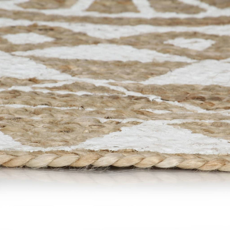 Afbeelding laden in galerijviewer, Vidaxl vloerkleed handgemaakt met witte print 90 cm jute
