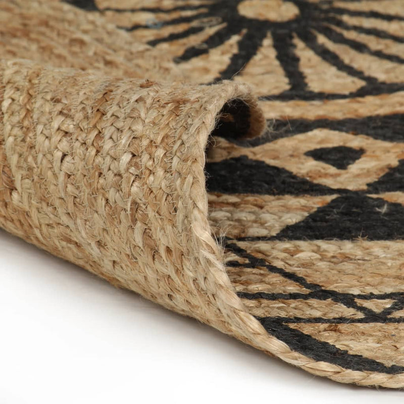 Afbeelding laden in galerijviewer, VidaXL Vloerkleed handgemaakt met zwarte print 90 cm jute
