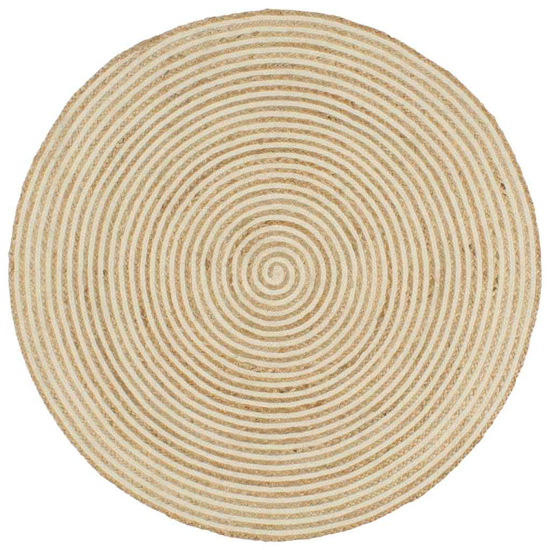 Afbeelding laden in galerijviewer, Vidaxl vloerkleed handgemaakt met spiraal ontwerp 120 cm jute wit
