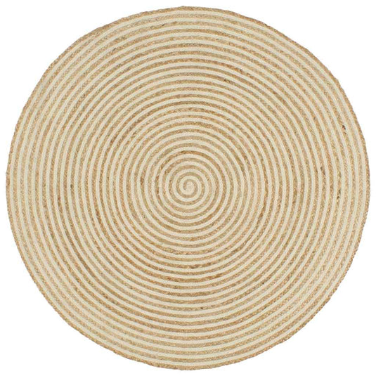 Vidaxl vloerkleed handgemaakt met spiraal ontwerp 120 cm jute wit