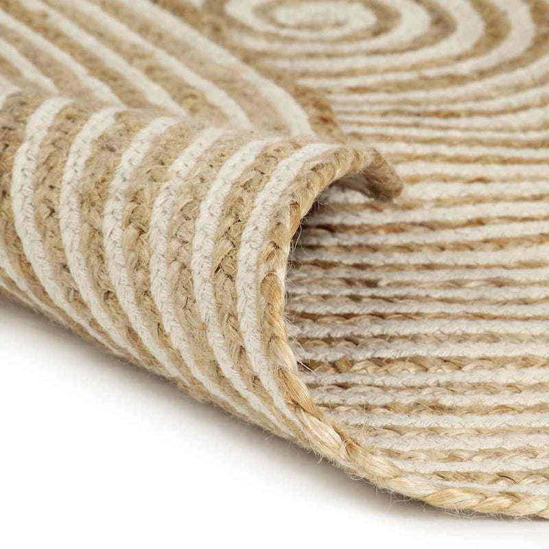 Afbeelding laden in galerijviewer, Vidaxl vloerkleed handgemaakt met spiraal ontwerp 120 cm jute wit
