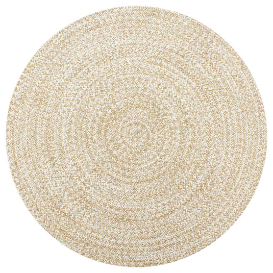 Vidaxl vloerkleed handgemaakt 120 cm jute wit en naturel