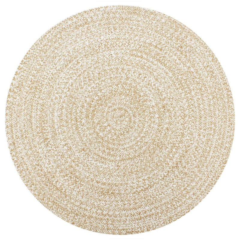 Afbeelding laden in galerijviewer, Vidaxl vloerkleed handgemaakt 120 cm jute wit en naturel
