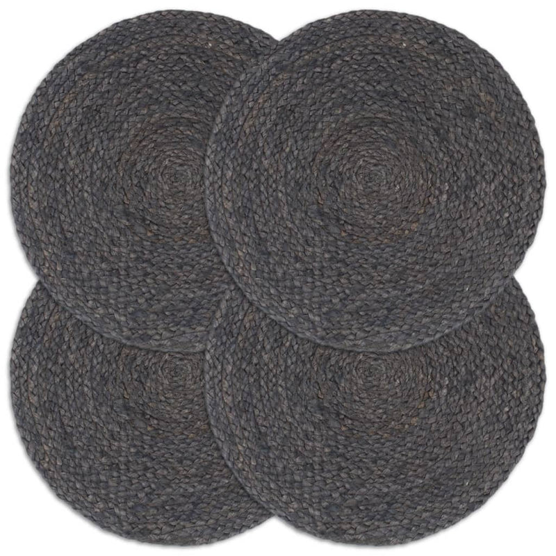 Afbeelding laden in galerijviewer, Vidaxl placemats 4 st rond 38 cm jute donkergrijs
