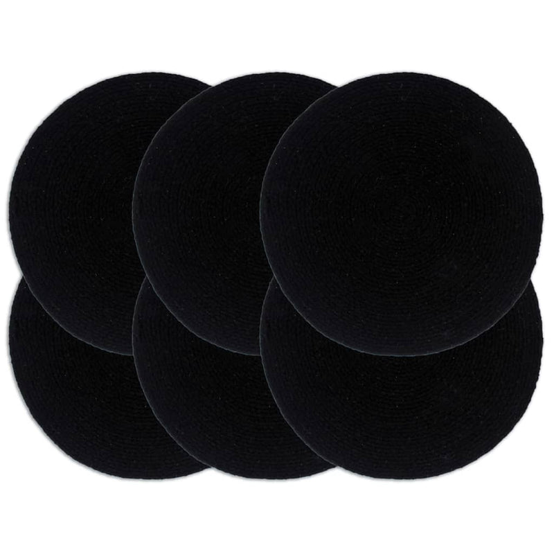 Afbeelding laden in galerijviewer, Vidaxl placemats 6 st rond 38 cm katoen effen zwart
