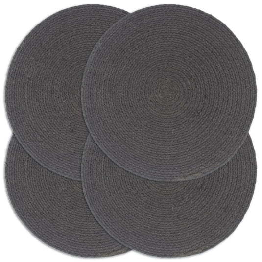 VidaXL Placemats 4 st rond 38 cm katoen effen donkergrijs