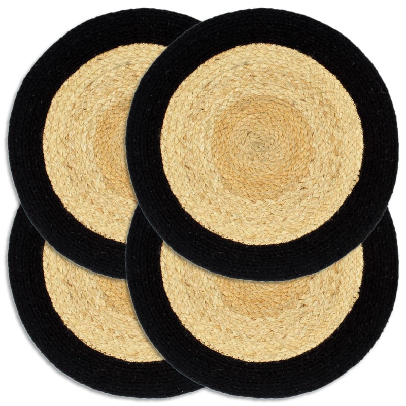 Afbeelding laden in galerijviewer, Vidaxl placemats 4 st 38 cm jute en katoen natuurlijk en zwart
