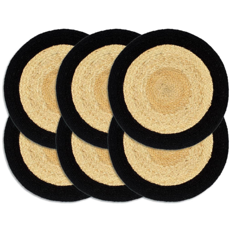 Afbeelding laden in galerijviewer, Vidaxl placemats 6 st 38 cm jute en katoen natuurlijk en zwart
