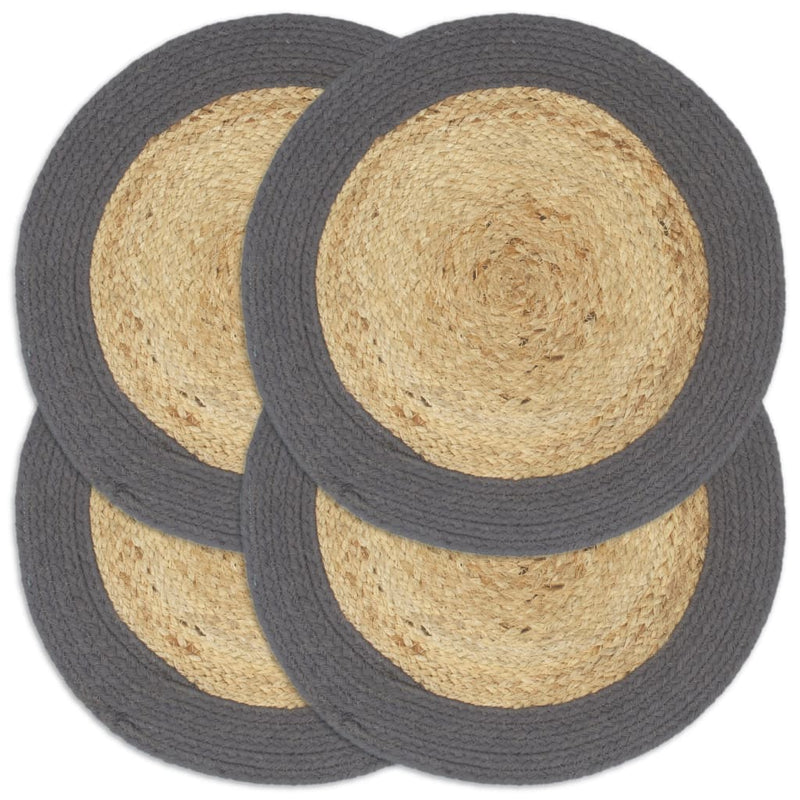 Afbeelding laden in galerijviewer, Vidaxl placemats 4 st 38 cm jute en katoen natuurlijk en antraciet
