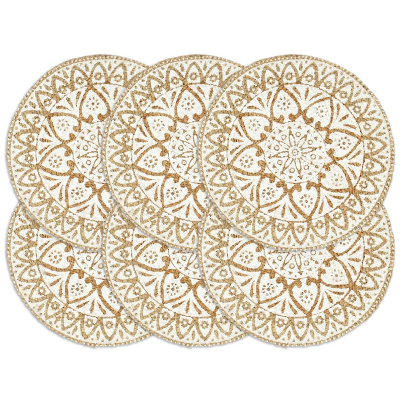 Afbeelding laden in galerijviewer, Vidaxl placemats 6 st rond 38 cm jute wit
