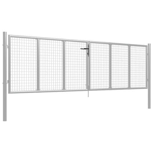 VidaXL Poort 415x150 cm gegalvaniseerd staal zilverkleurig