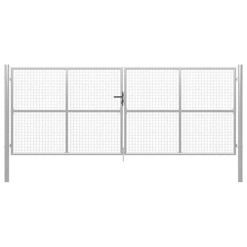 Afbeelding laden in galerijviewer, VidaXL Poort 415x200 cm gegalvaniseerd staal zilverkleurig
