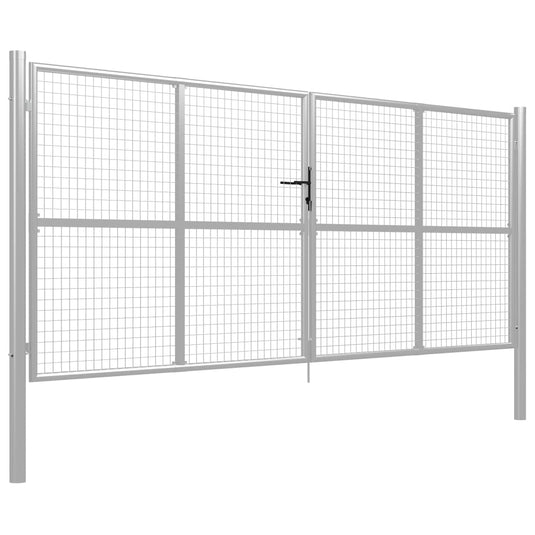 VidaXL Poort 415x200 cm gegalvaniseerd staal zilverkleurig