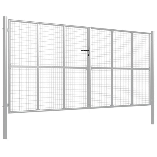 VidaXL Poort 415x250 cm gegalvaniseerd staal zilverkleurig