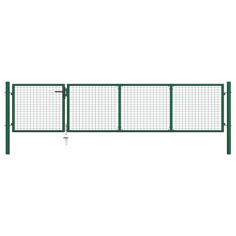 Afbeelding laden in galerijviewer, Vidaxl tuinpoort staal 350x75 cm groen
