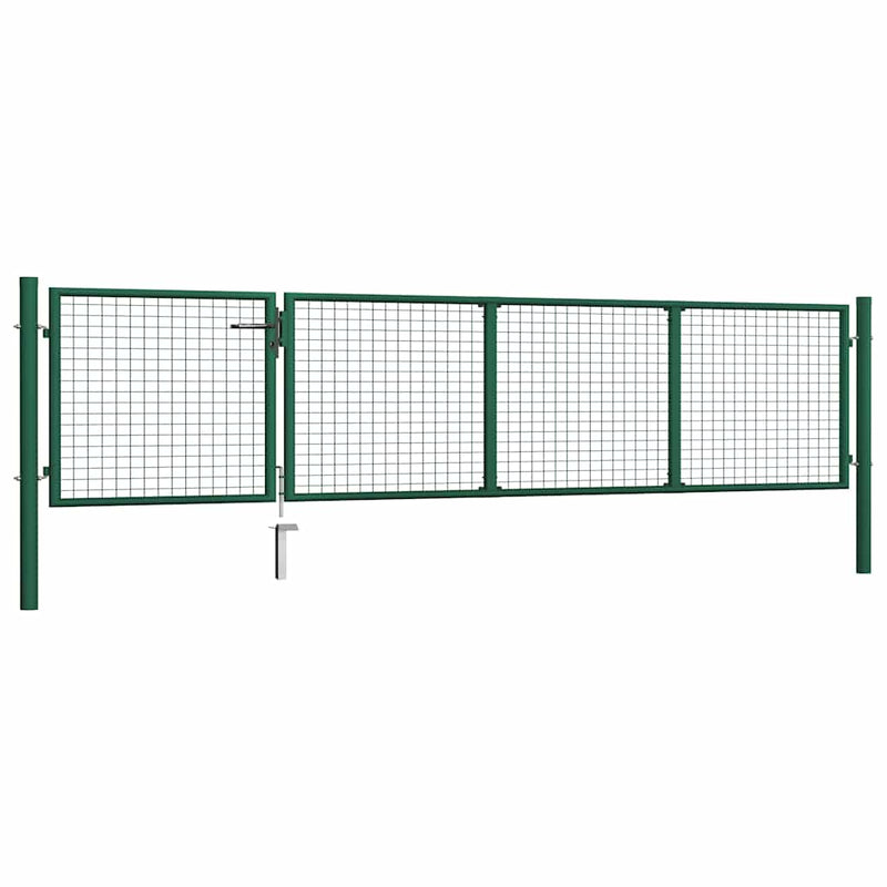 Afbeelding laden in galerijviewer, Vidaxl tuinpoort staal 350x75 cm groen
