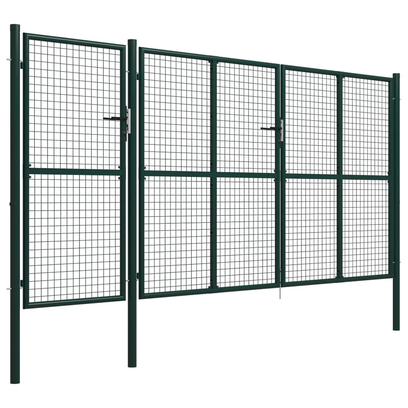Afbeelding laden in galerijviewer, VidaXL Poort 400x150 cm staal groen
