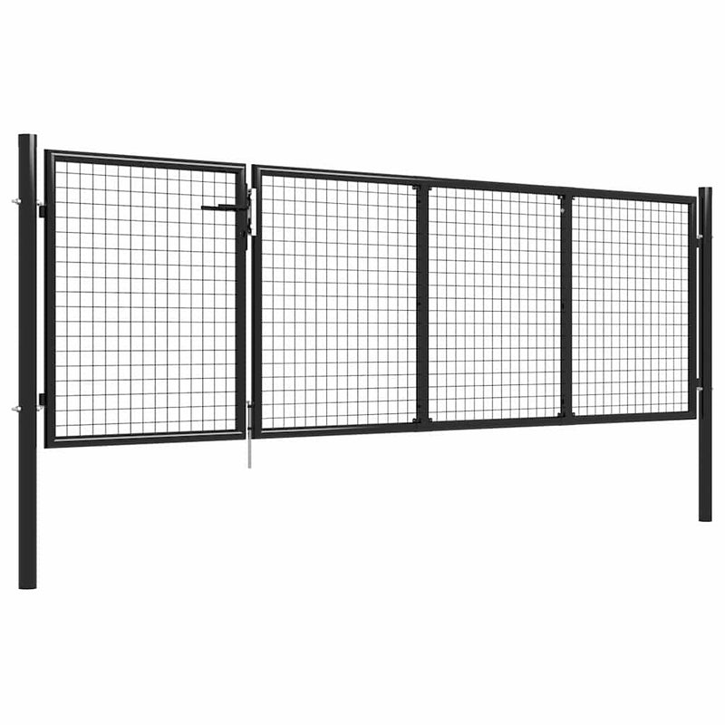 Afbeelding laden in galerijviewer, Vidaxl tuinpoort staal 350x75 cm antraciet
