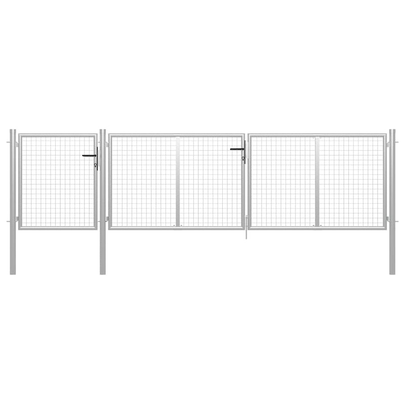 Afbeelding laden in galerijviewer, VidaXL Poort 400x100 cm staal zilverkleurig
