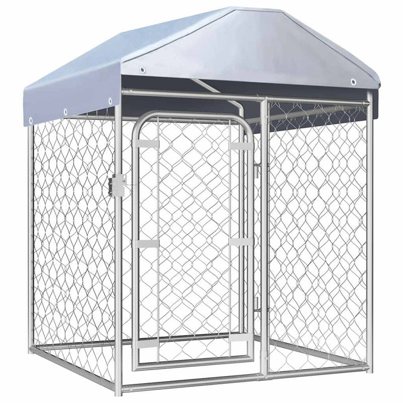 Afbeelding laden in galerijviewer, Vidaxl hondenkennel voor buiten met dak 100x100x125 cm
