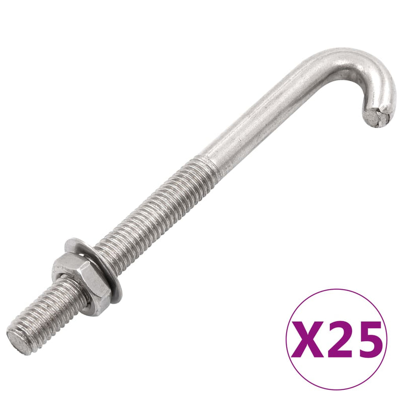Afbeelding laden in galerijviewer, Vidaxl verankerde j-bout met moer en sluitring 25 sets m8x120 mm
