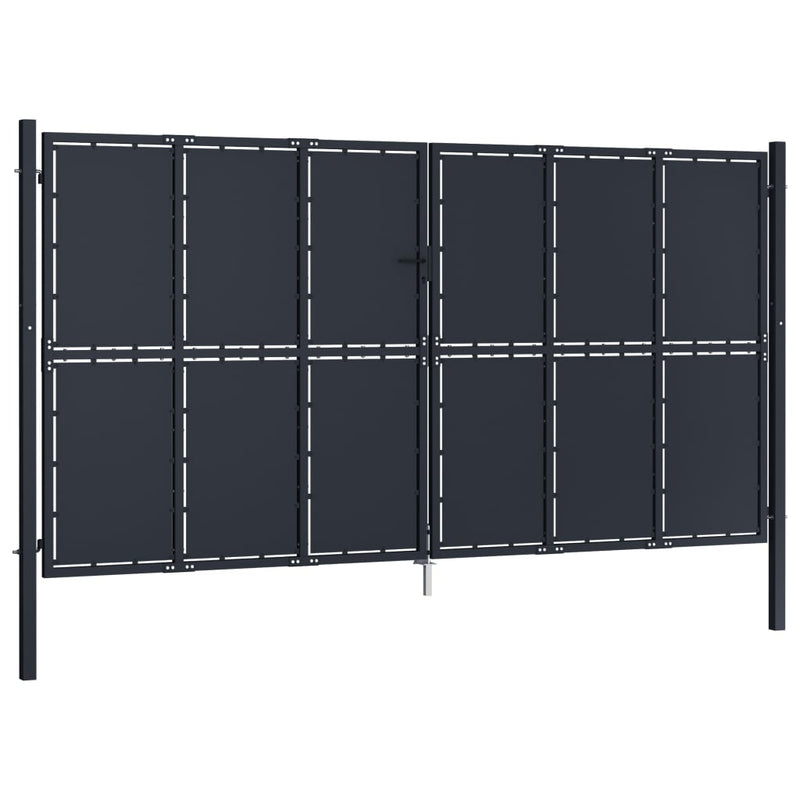Afbeelding laden in galerijviewer, VidaXL Poort 400x200 cm staal antraciet
