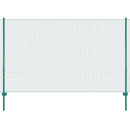 Vidaxl draadgaashek met palen 25x1,5 m staal groen