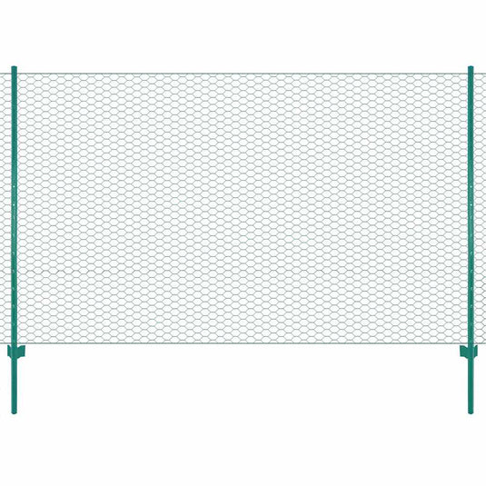 Vidaxl draadgaashek met palen 25x2 m staal groen