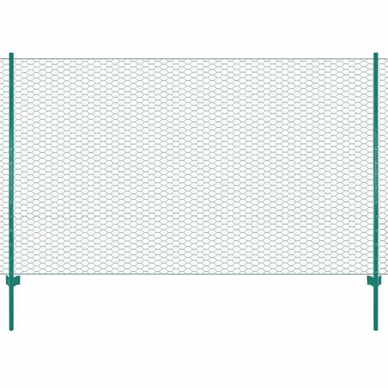 Afbeelding laden in galerijviewer, Vidaxl draadgaashek met palen 25x2 m staal groen
