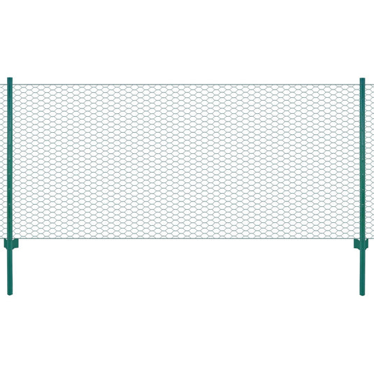 Vidaxl draadgaashek met palen 25x1 m staal groen
