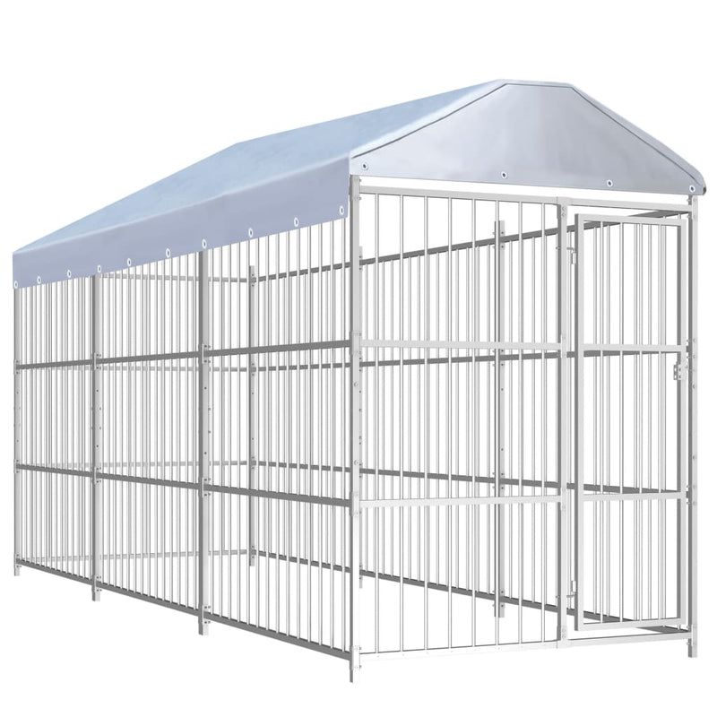 Afbeelding laden in galerijviewer, VidaXL Hondenkennel voor buiten met dak 450x150x200 cm

