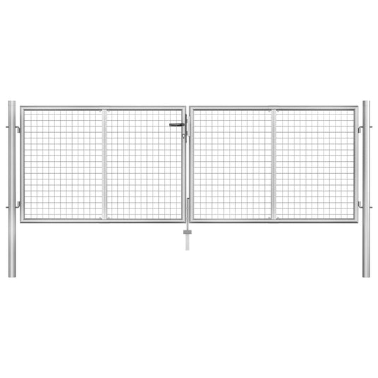 VidaXL Poort 306x125 cm gegalvaniseerd staal zilverkleurig