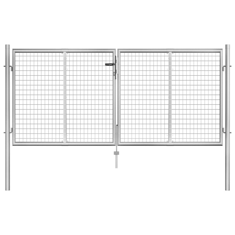 Afbeelding laden in galerijviewer, VidaXL Poort 306x150 cm gegalvaniseerd staal zilverkleurig
