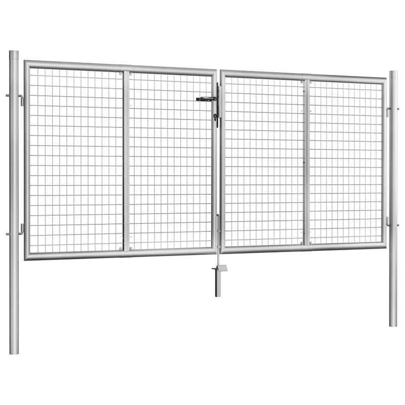 Afbeelding laden in galerijviewer, VidaXL Poort 306x150 cm gegalvaniseerd staal zilverkleurig
