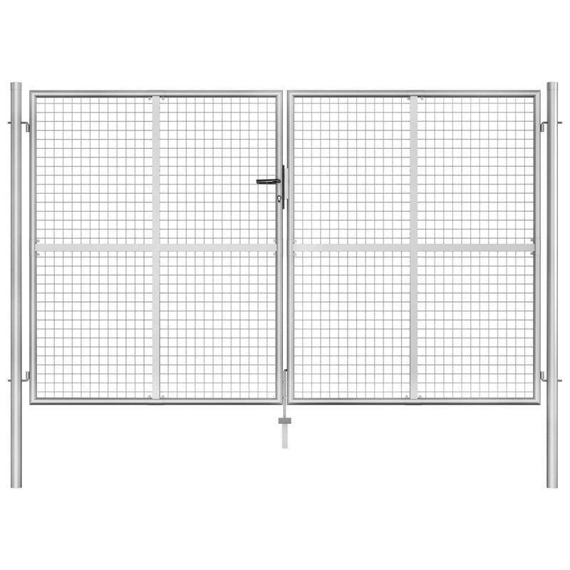 Afbeelding laden in galerijviewer, VidaXL Poort 306x200 cm gegalvaniseerd staal zilverkleurig

