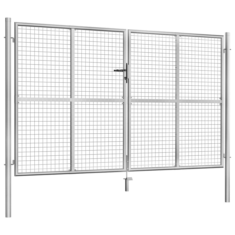 Afbeelding laden in galerijviewer, VidaXL Poort 306x200 cm gegalvaniseerd staal zilverkleurig
