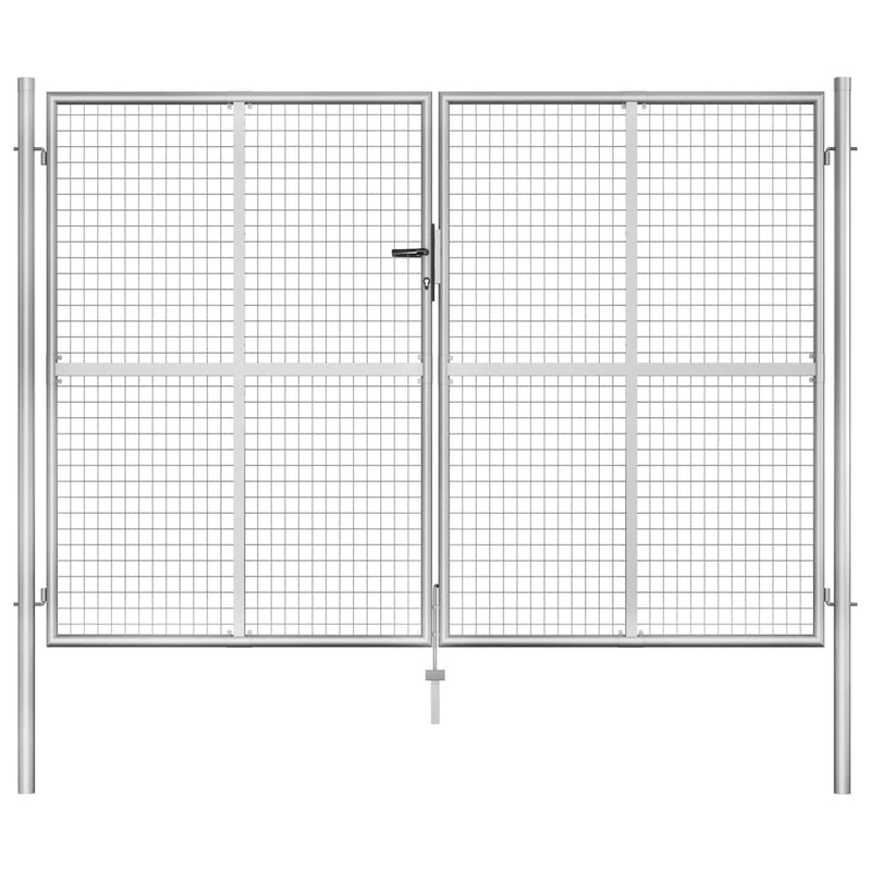 Afbeelding laden in galerijviewer, VidaXL Poort 306x225 cm gegalvaniseerd staal zilverkleurig
