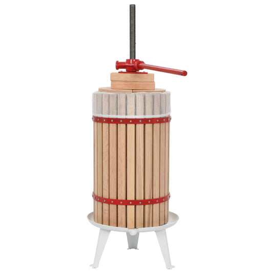 Vidaxl fruit- en wijnpers met stoffen zak 30 l eikenhout