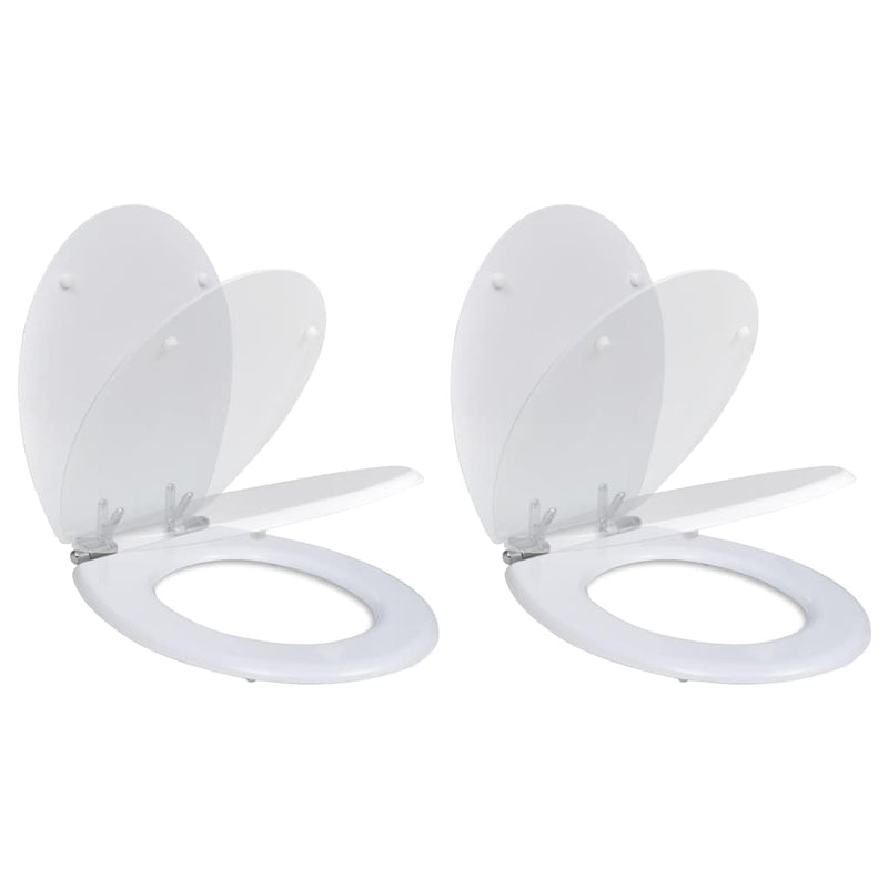 Afbeelding laden in galerijviewer, Vidaxl toiletbril met soft-closedeksel 2 st mdf wit
