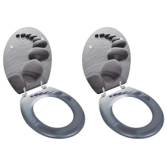 Vidaxl toiletbrillen met deksels 2 st stenen mdf