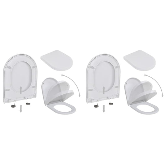 Vidaxl toiletbrillen met soft-close deksels 2 st kunststof wit